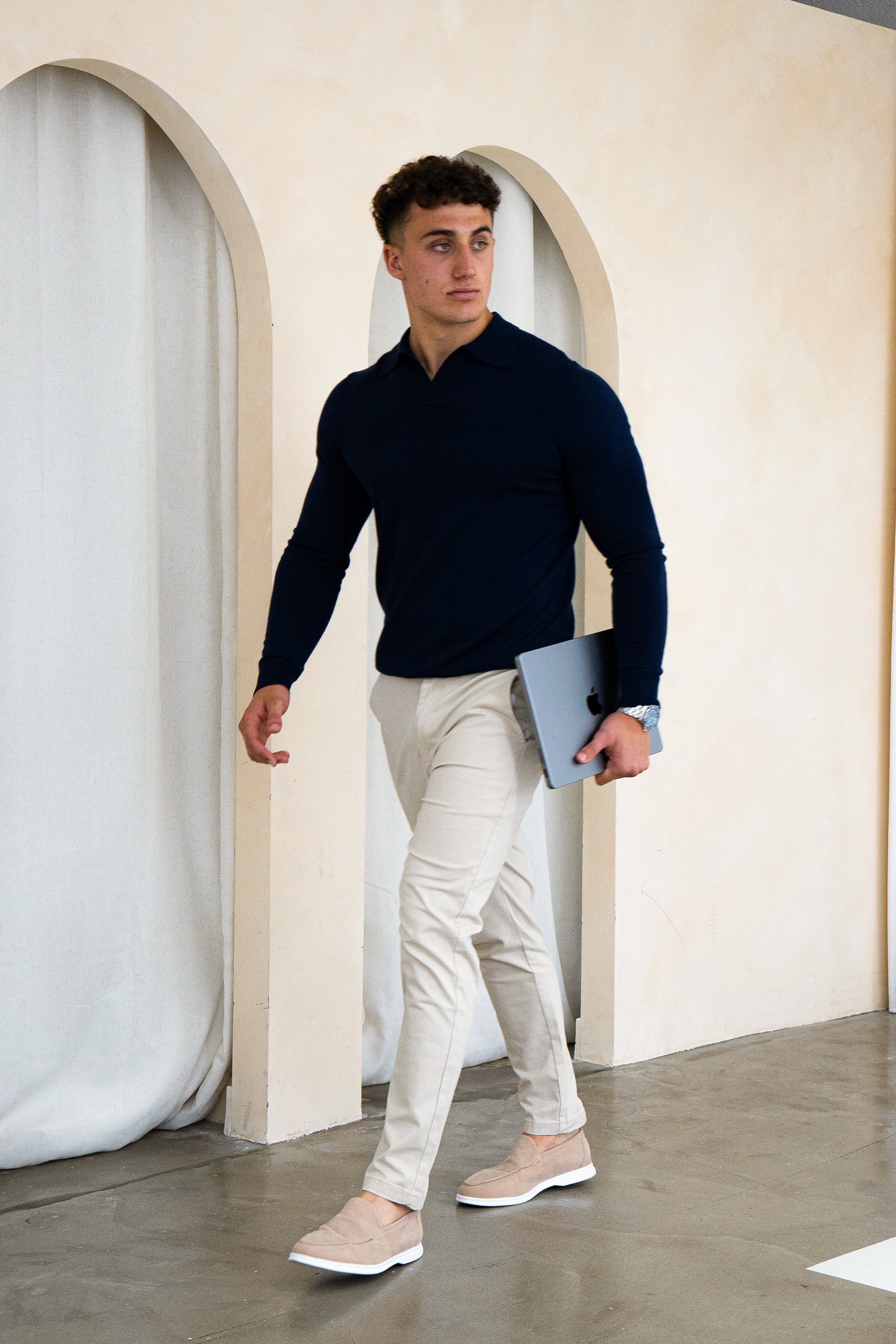 Rockefeller poloshirt met lange mouwen - zwart