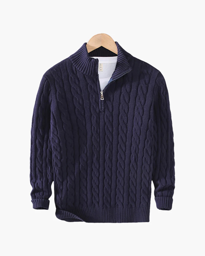 Cannes Sweater met halve rits - Navy