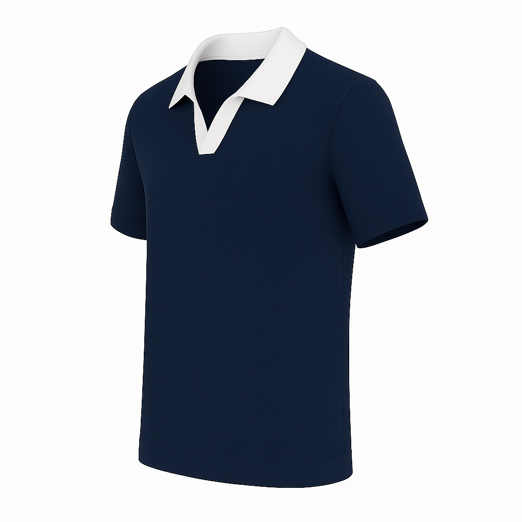 2-toons poloshirt met open kraag - marineblauw