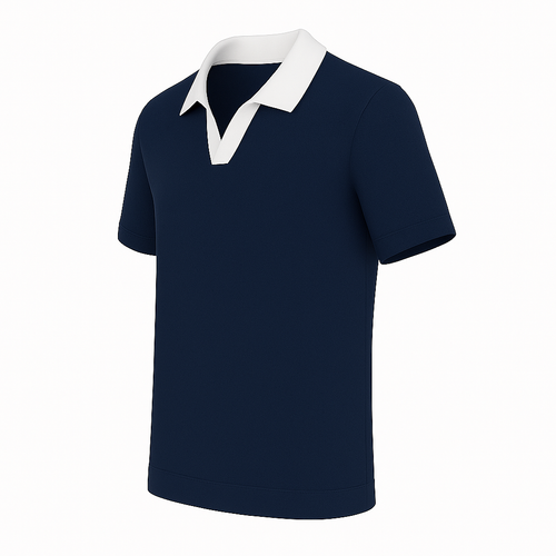 2-toons poloshirt met open kraag - marineblauw