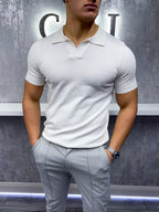 Poloshirt met Cubaanse Kraag - Wit