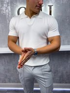 Poloshirt met Cubaanse Kraag - Wit