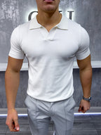 Poloshirt met Cubaanse Kraag - Wit