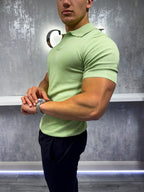 Poloshirt met Cubaanse kraag - Pistachegroen