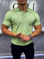 Poloshirt met Cubaanse kraag - Pistachegroen