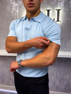 Polo Col Cubain - Bleu Bébé