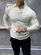 Rockefeller Langarm-Poloshirt – Beige