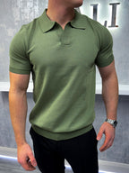 Poloshirt met Cubaanse kraag - Kaki