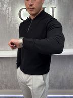 Long sleeve Zip polo - Black