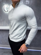 The Costello - Half Zip Sweater - Light Grey