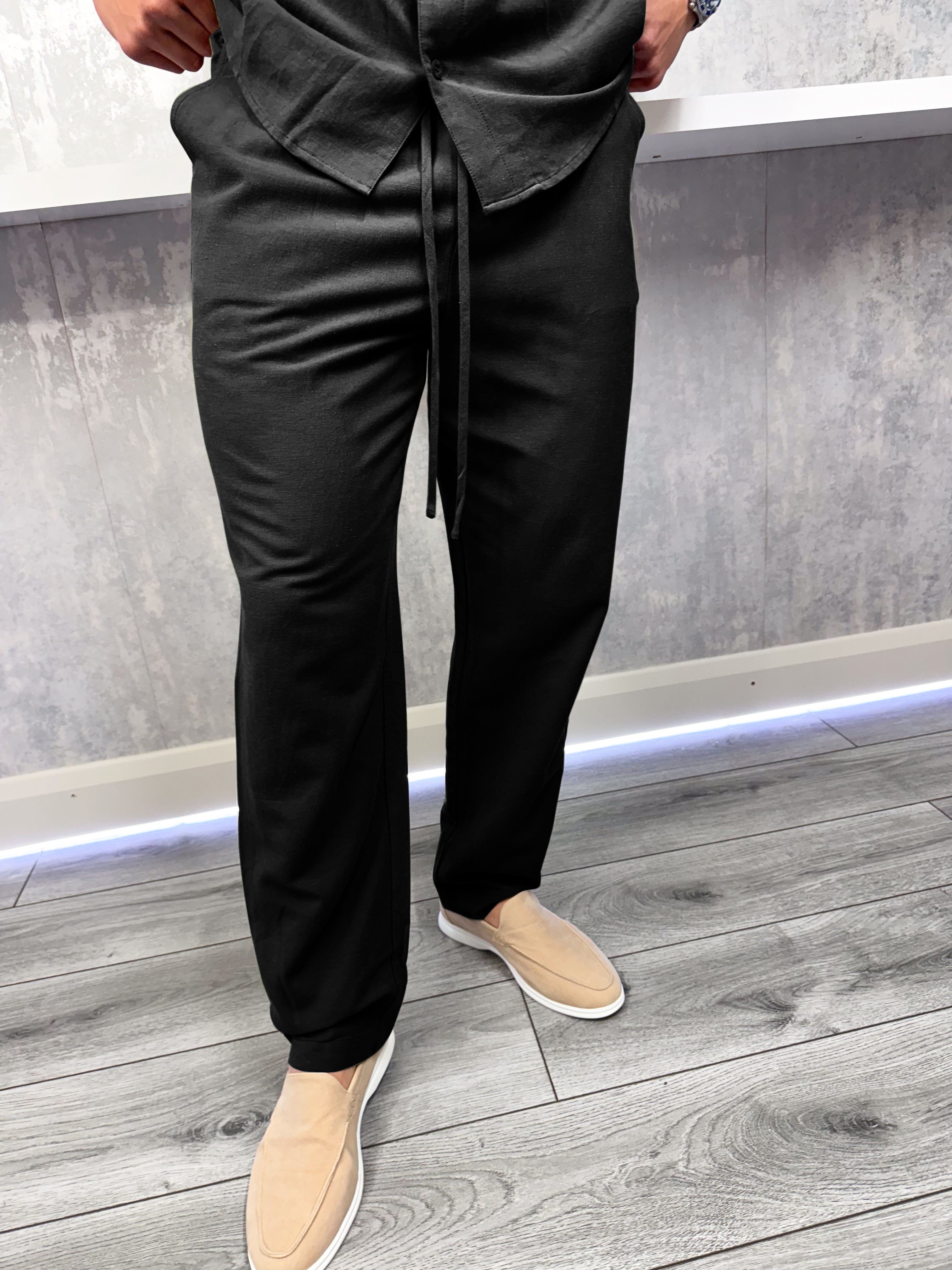 De linnen broek - Zwart