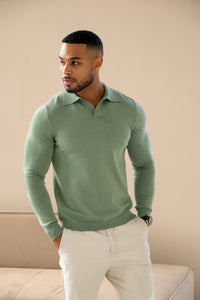 Rockefeller poloshirt met lange mouwen - kaki