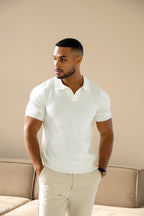 Poloshirt met Cubaanse Kraag - Wit