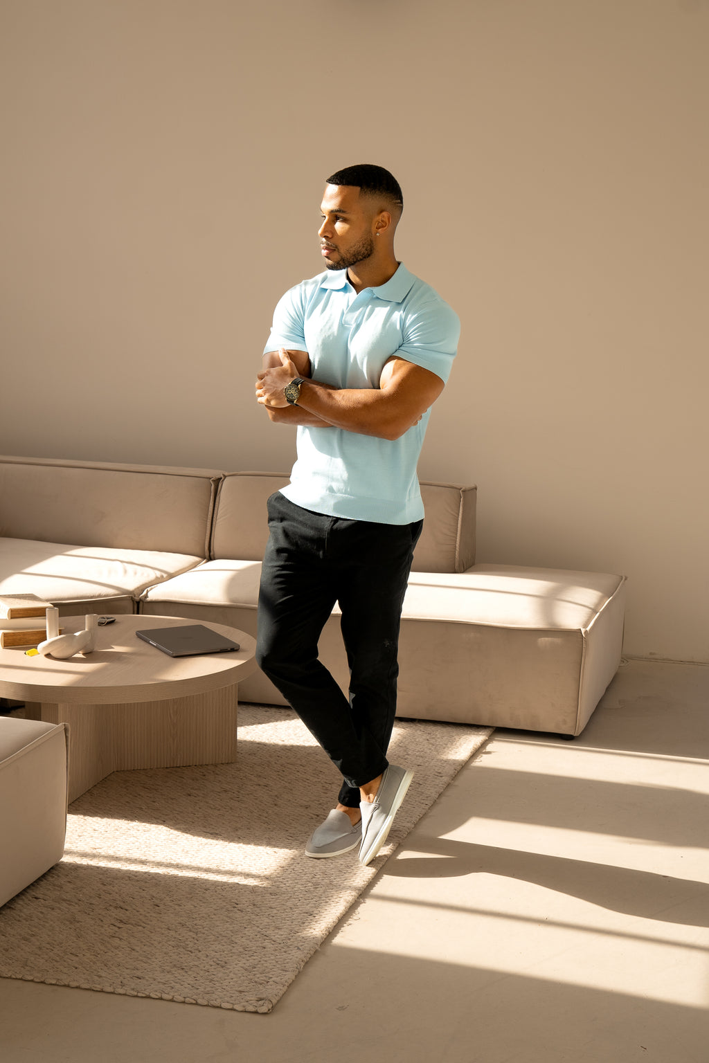 Polo Col Cubain - Bleu Bébé