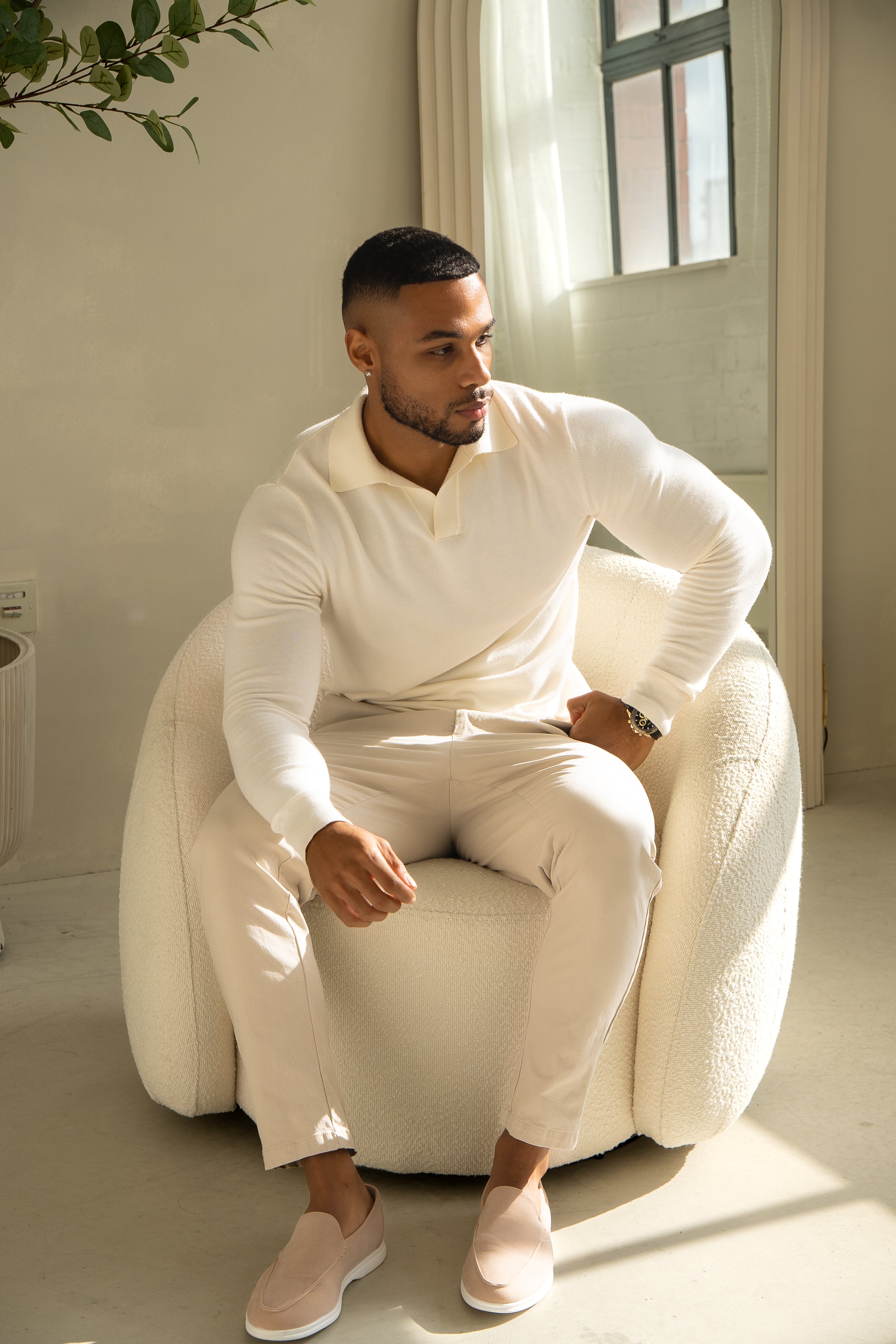 Rockefeller poloshirt met lange mouwen - Beige