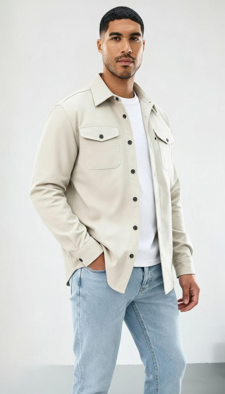 Callum | Heren Katoenen Overshirt - Klassieke pasvorm