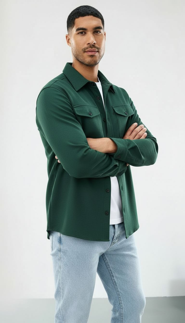 Callum | Heren Katoenen Overshirt - Klassieke pasvorm