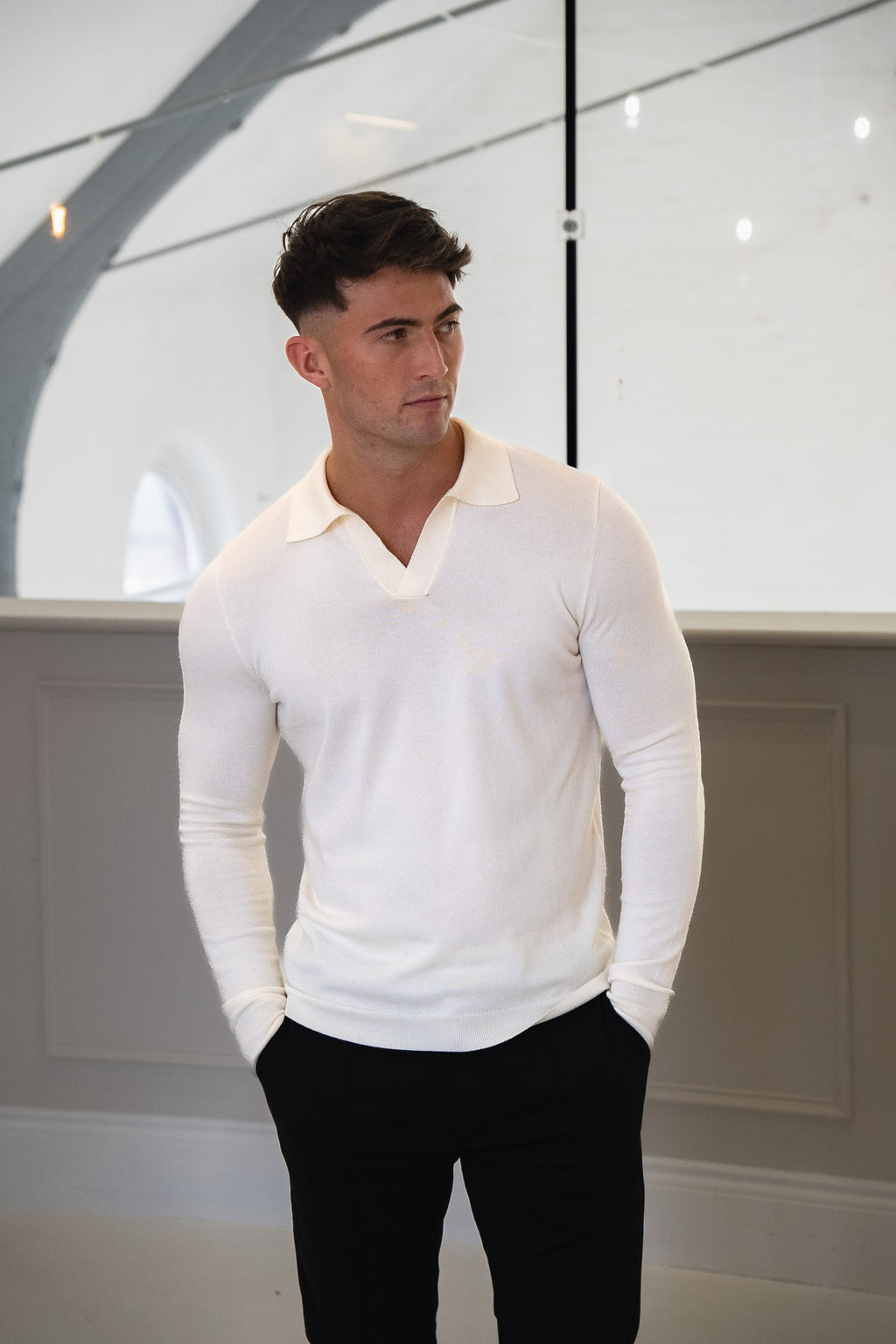 Rockefeller Langarm-Poloshirt – Beige
