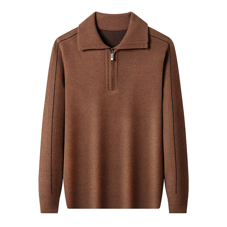 Elliot - Polo de manga larga de punto con cremallera en el cuello