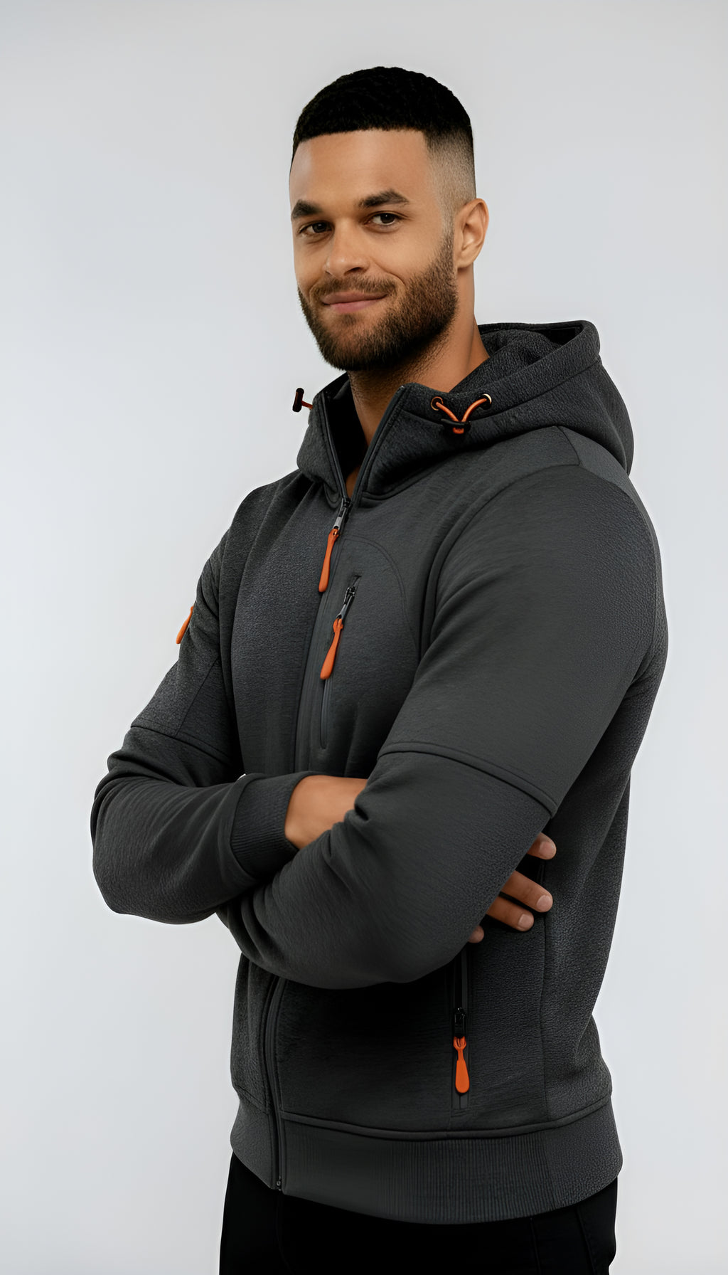 Chaqueta informal con capucha para hombre - Cortavientos ligero con cremallera para primavera y otoño al aire libre