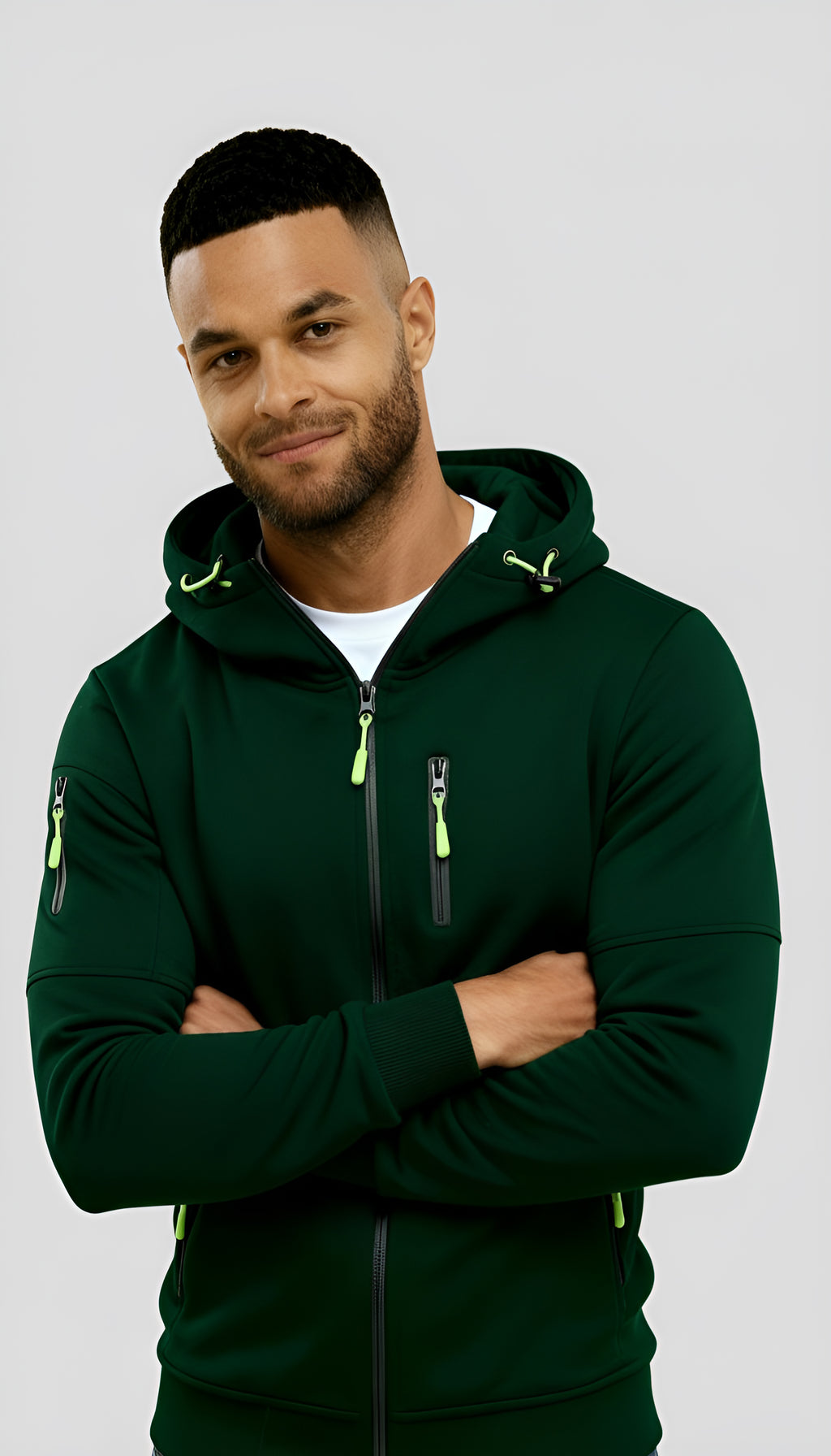 Chaqueta informal con capucha para hombre - Cortavientos ligero con cremallera para primavera y otoño al aire libre