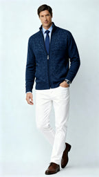 Strickjacke mit Reißverschluss für Herren - Pullover aus Baumwollmischung mit Kragen und Taschen für Frühling, Herbst und Winter