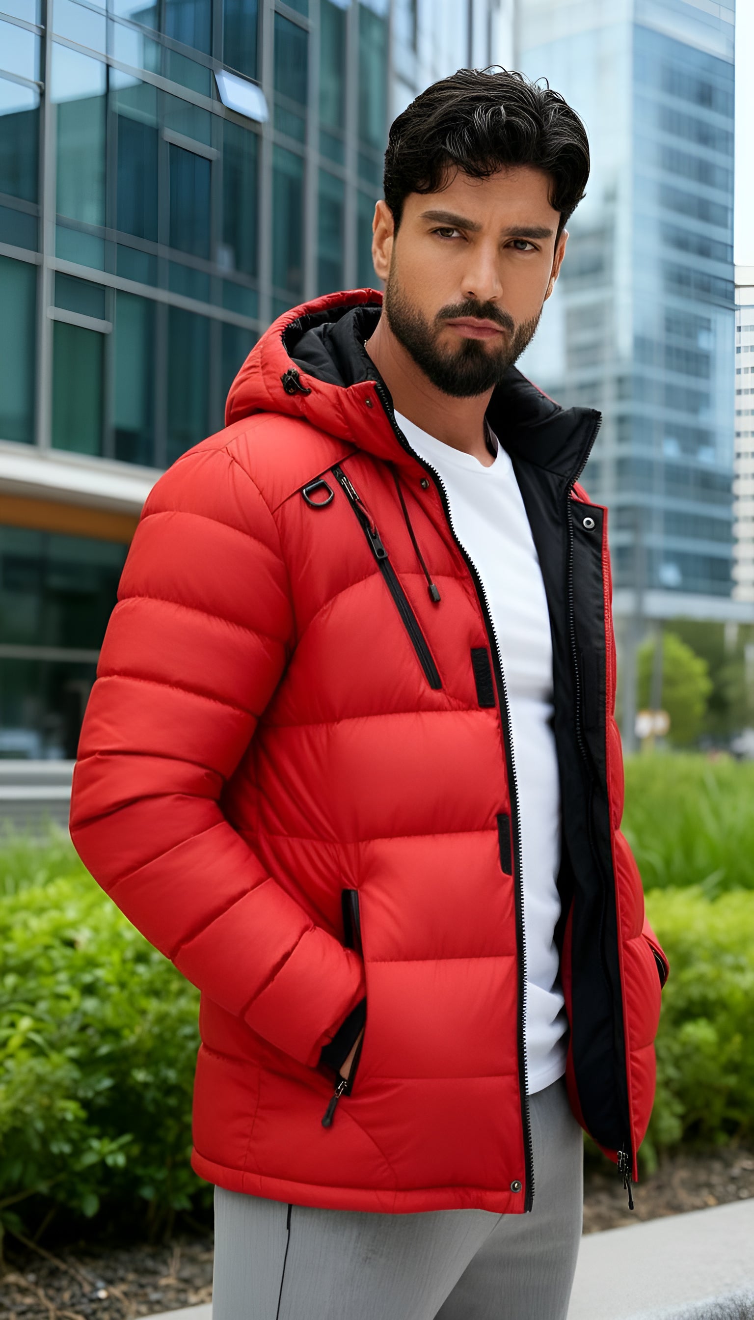 Doudoune d’hiver à capuche pour homme – Manteau extérieur matelassé isolant