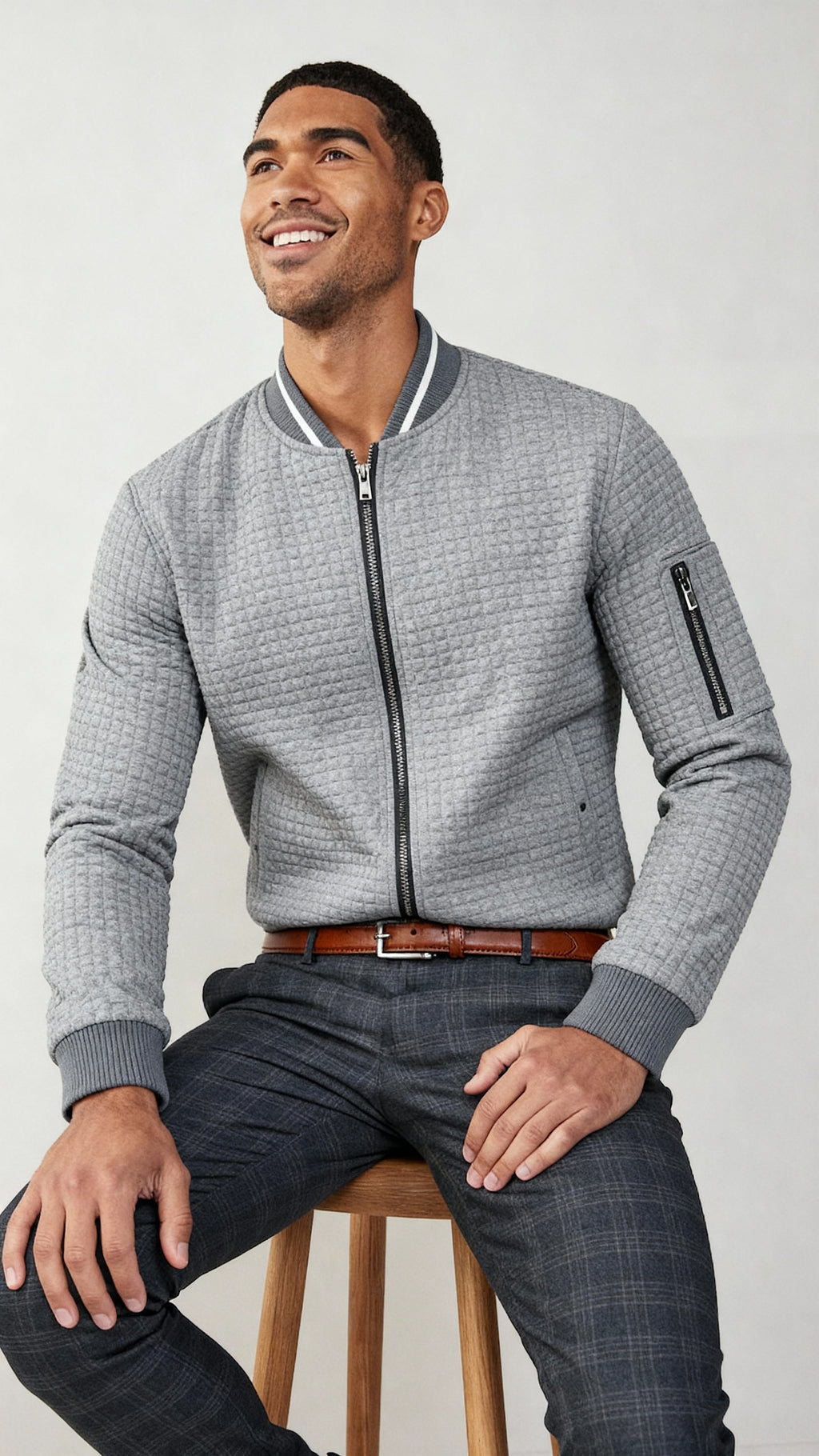 Herren Pullover mit halbem Reißverschluss und Zopfmuster - Weiche Baumwollmischung Warmer Pullover
