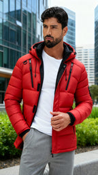 Winter-Pufferjacke mit Kapuze für Männer - Isolierter, gesteppter Outdoor-Mantel