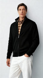 Strickjacke mit Reißverschluss für Herren - Pullover aus Baumwollmischung mit Kragen und Taschen für Frühling, Herbst und Winter