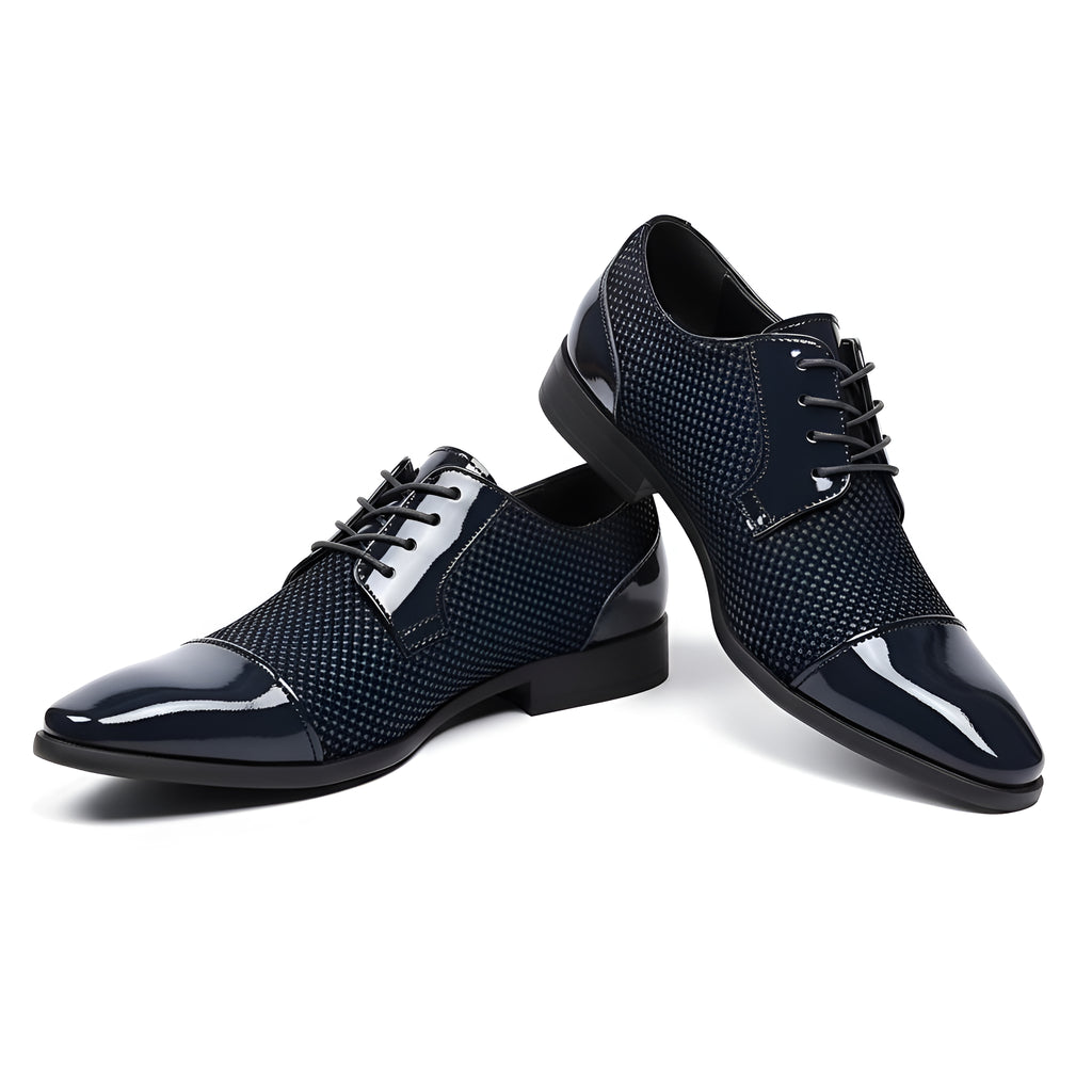 Zapatos de vestir con cordones para hombre – Diseño estampado con puntera brillante
