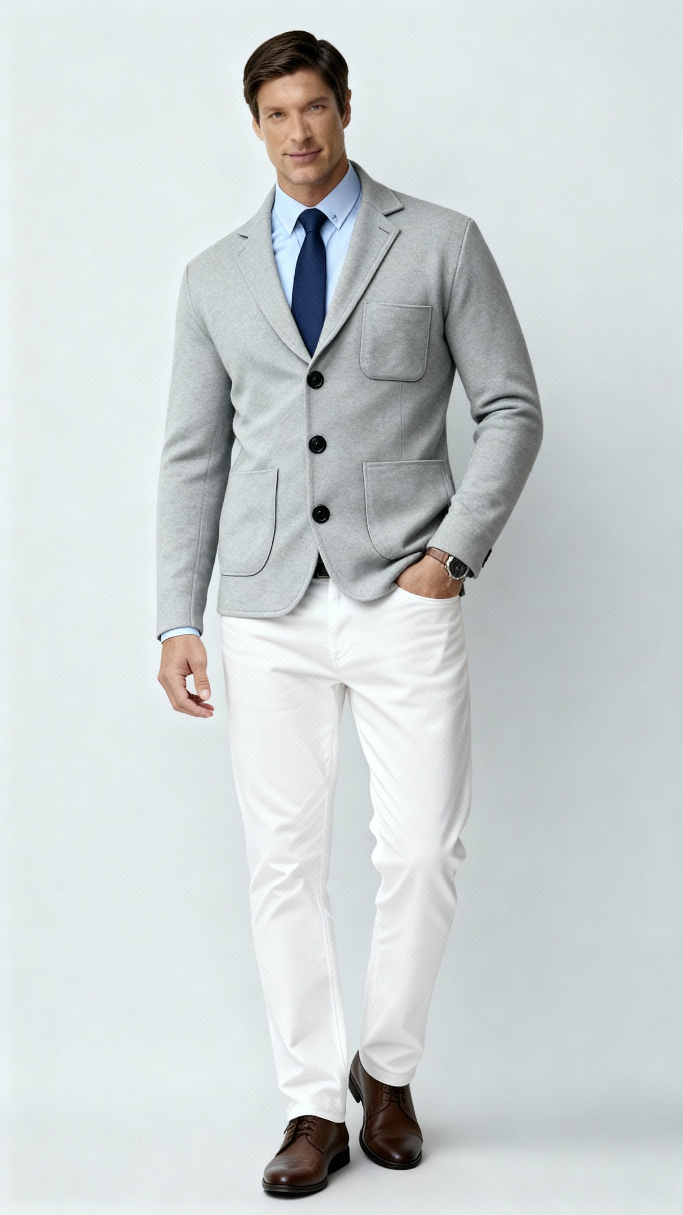 Blazer tricoté pour homme – Veste en maille décontractée chic avec revers crantés et fermeture à boutons