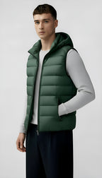 Men's Hooded Quilted Gilet - Leichte, wattierte Weste mit Reißverschlusstaschen
