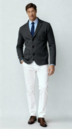 Herren Strickblazer – Smart Casual Strickjacke mit Kerbkragen und Knopfverschluss