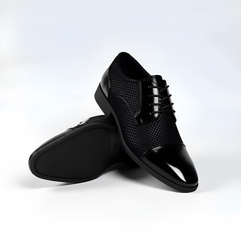 Zapatos de vestir con cordones para hombre – Diseño estampado con puntera brillante