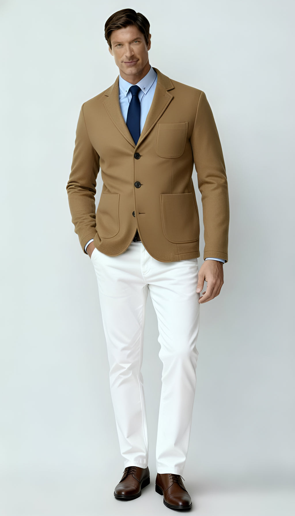 Herren Strickblazer – Smart Casual Strickjacke mit Kerbkragen und Knopfverschluss