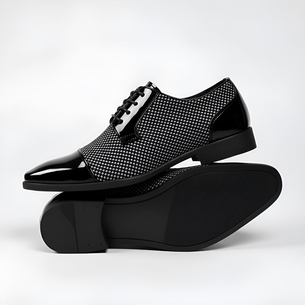 Zapatos de vestir con cordones para hombre – Diseño estampado con puntera brillante