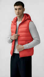 Men's Hooded Quilted Gilet - Leichte, wattierte Weste mit Reißverschlusstaschen