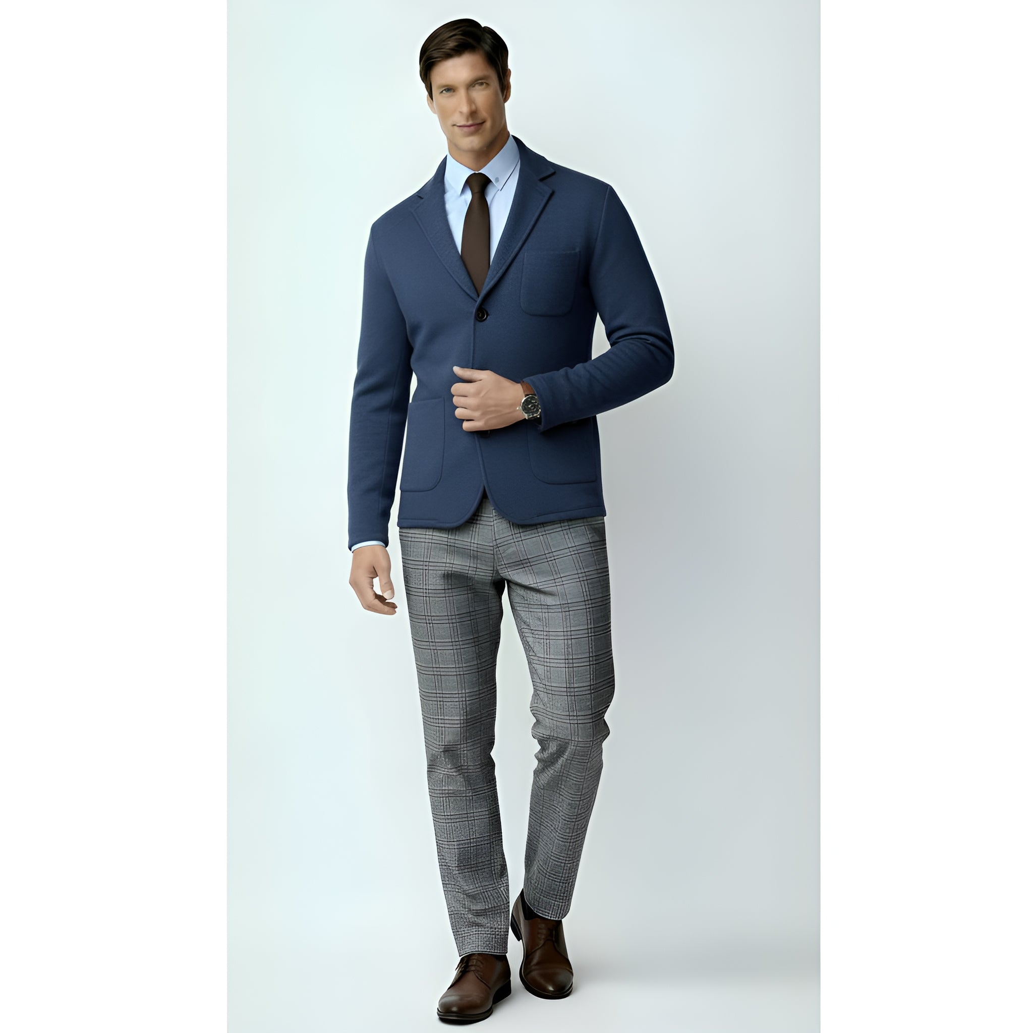 Blazer tricoté pour homme – Veste en maille décontractée chic avec revers crantés et fermeture à boutons