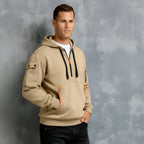 Herren-Hoodie mit Reißverschluss am Hals und mehreren Taschen – Lässiger, funktionaler Pullover