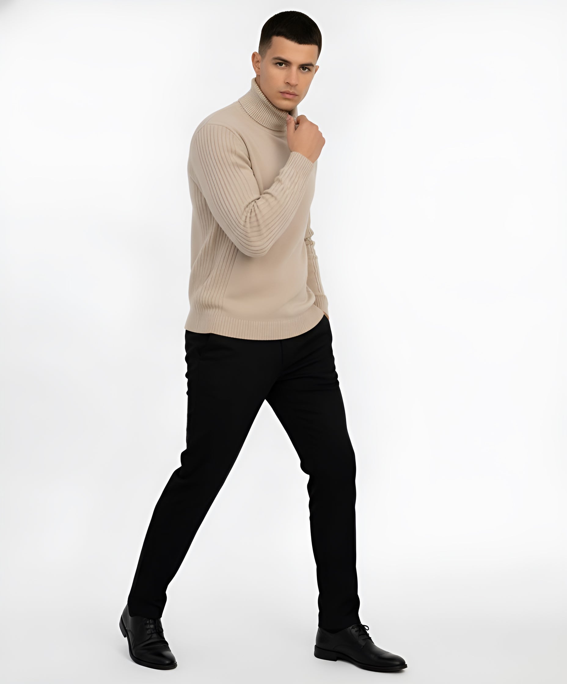Pull à col roulé classique pour hommes - Tricot chaud, élégant et polyvalent