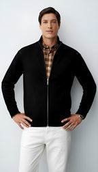 Strickjacke mit Reißverschluss für Herren - Pullover aus Baumwollmischung mit Kragen und Taschen für Frühling, Herbst und Winter