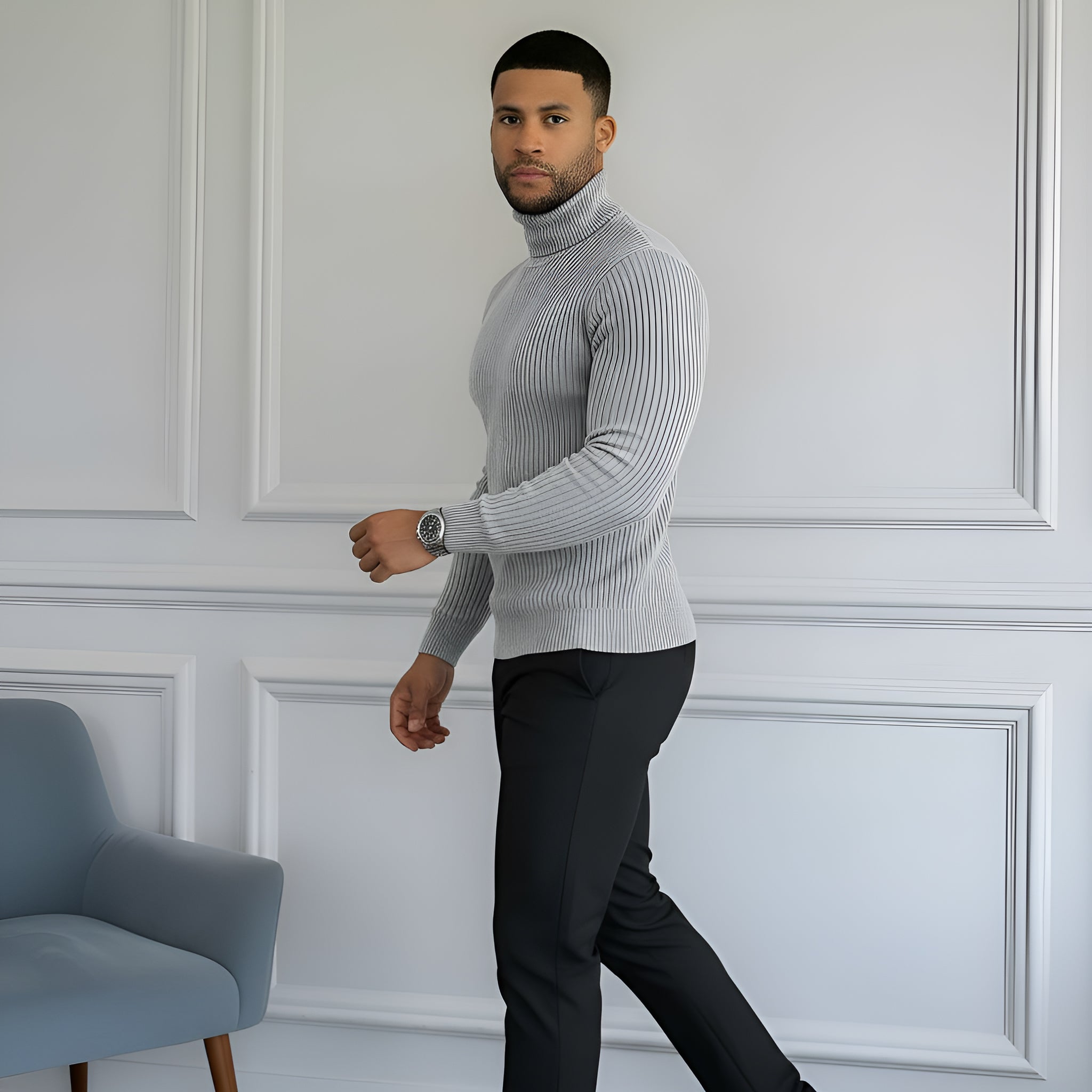 Pull classique à col roulé pour hommes - Tricot doux, chaud et élégant