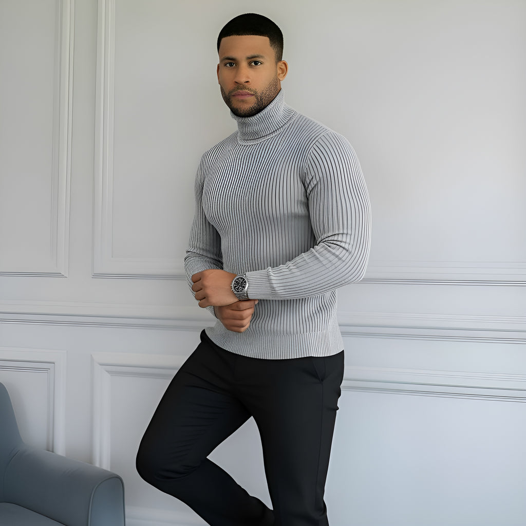 Clásico jersey de cuello alto para hombre - Suave, cálido y elegante.