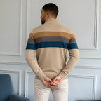 Gestreifter Herren-Pullover mit Stehkragen - Stylische Strickwaren