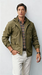 Leichte Herren-Kapuzenjacke - Windbreaker mit Reißverschluss für Freizeit und Outdoor-Kleidung