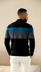 Gestreifter Herren-Pullover mit Stehkragen - Stylische Strickwaren