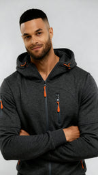 Chaqueta informal con capucha para hombre - Cortavientos ligero con cremallera para primavera y otoño al aire libre