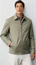 Chaqueta Harrington para hombre - Cremallera clásica con forro a cuadros y cuello atemporal