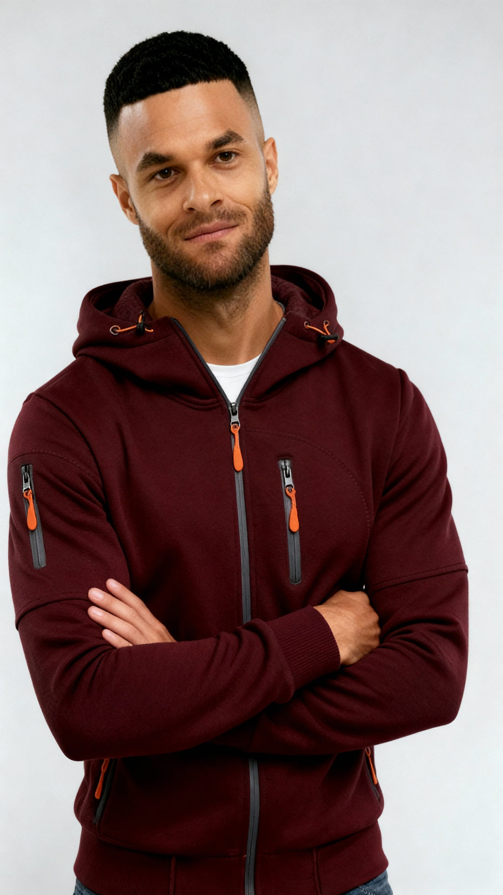 Chaqueta informal con capucha para hombre - Cortavientos ligero con cremallera para primavera y otoño al aire libre